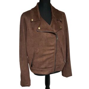 Torrid Brown Faux Suede Moto Jacket N0551